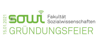 Grafik mit grüner Schrift auf weißem Hintergrund: "15.01.2021 / Fakultä Sozialwissenschaften / Gründungsfeier"