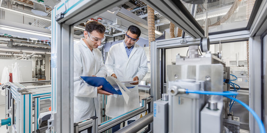 Two researchers in a lab.