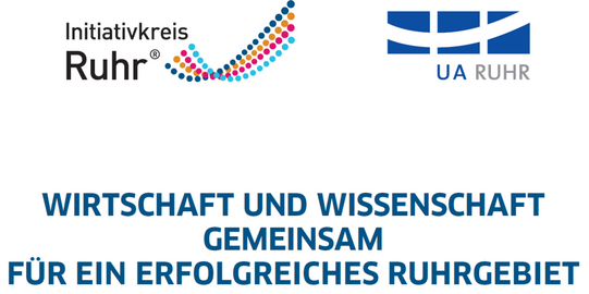 Banner of UA Ruhr and Initiativkreis Ruhr with the headline “Business and science: Together for a successful Ruhr region”